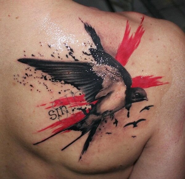 Dander running swallow tattoo