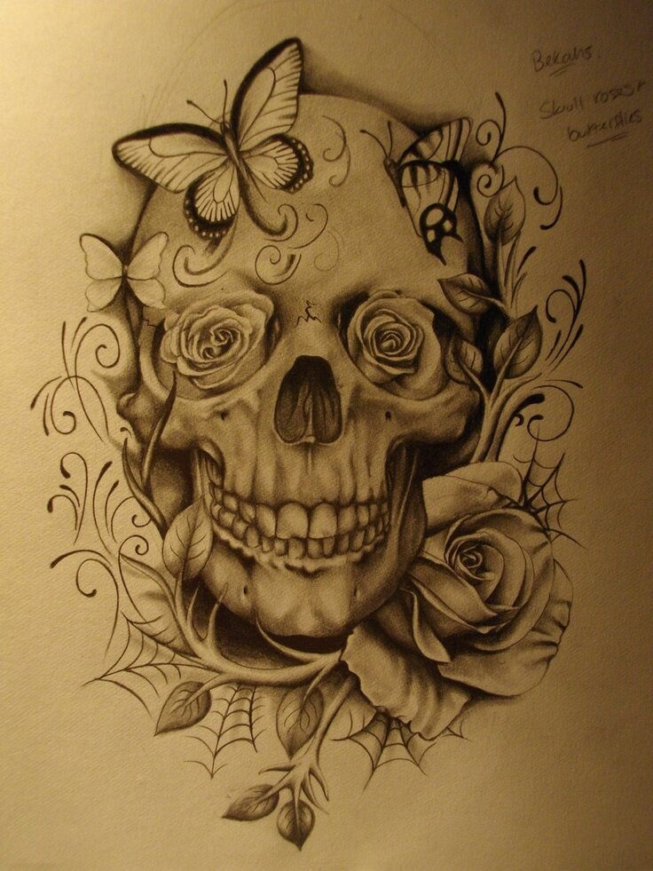 Danger With Flower Day of the dead tattoo 30