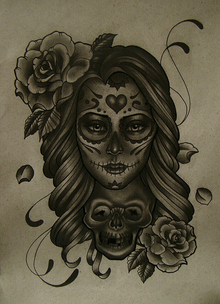 Danger face Day of the dead tattoo 23