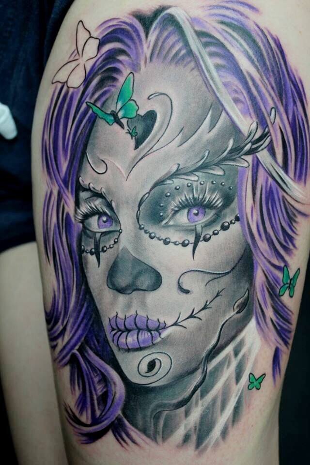 Day of the dead Girl face tattoo 25