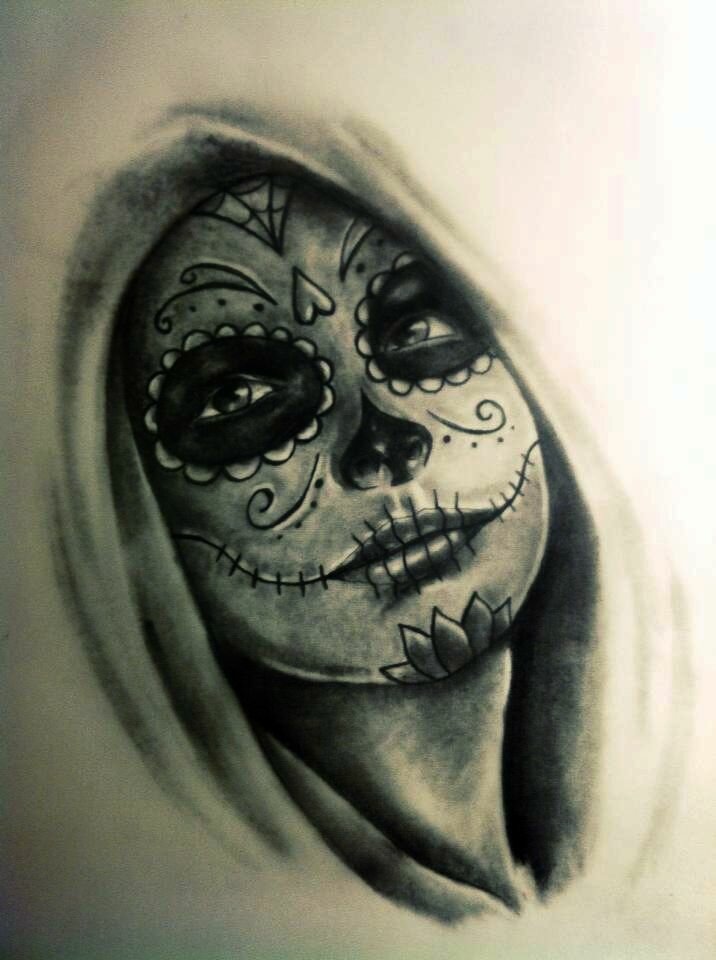Girls face Day of the dead tattoo 31