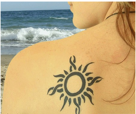 Sun Tribal Shoulder Tattoo 1