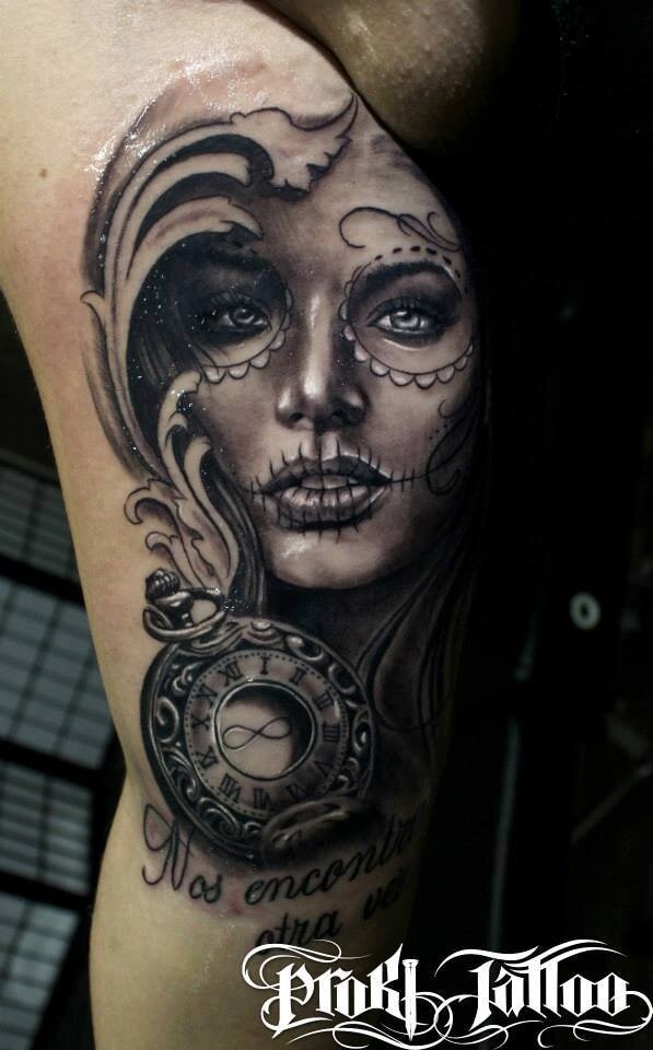 leg Day of the dead tattoo 22