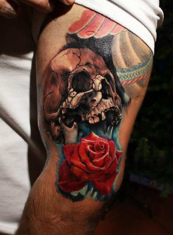 Skull half sleeve tattoo