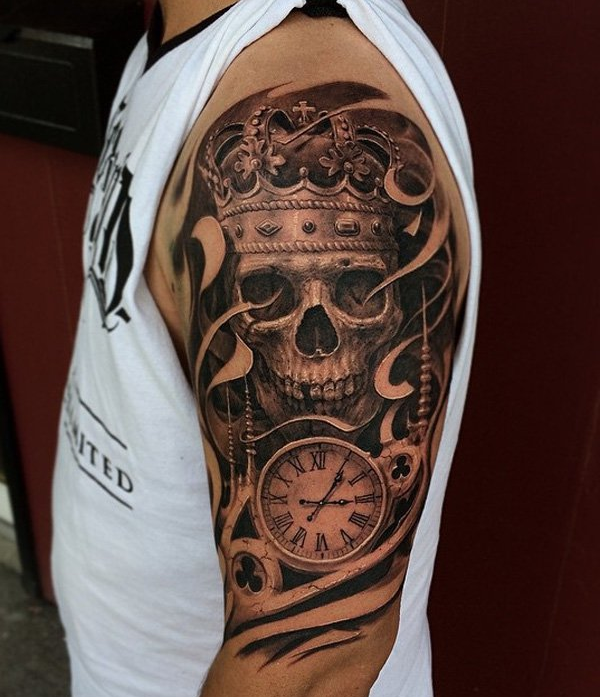 Skull with witch tattoo