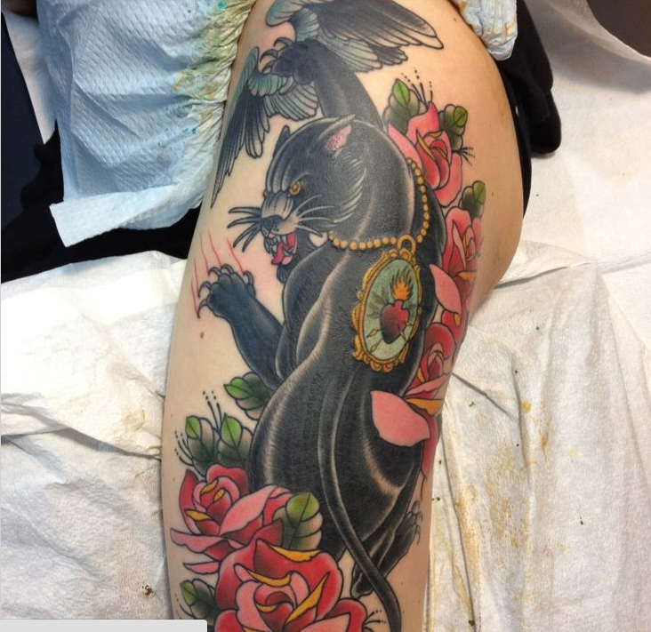 Panther Tattoo on leg